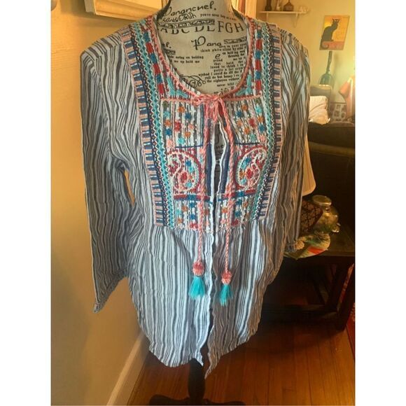 Women's J. Jill Linen Embroidered Boho Cardigan - Picture 10 of 12